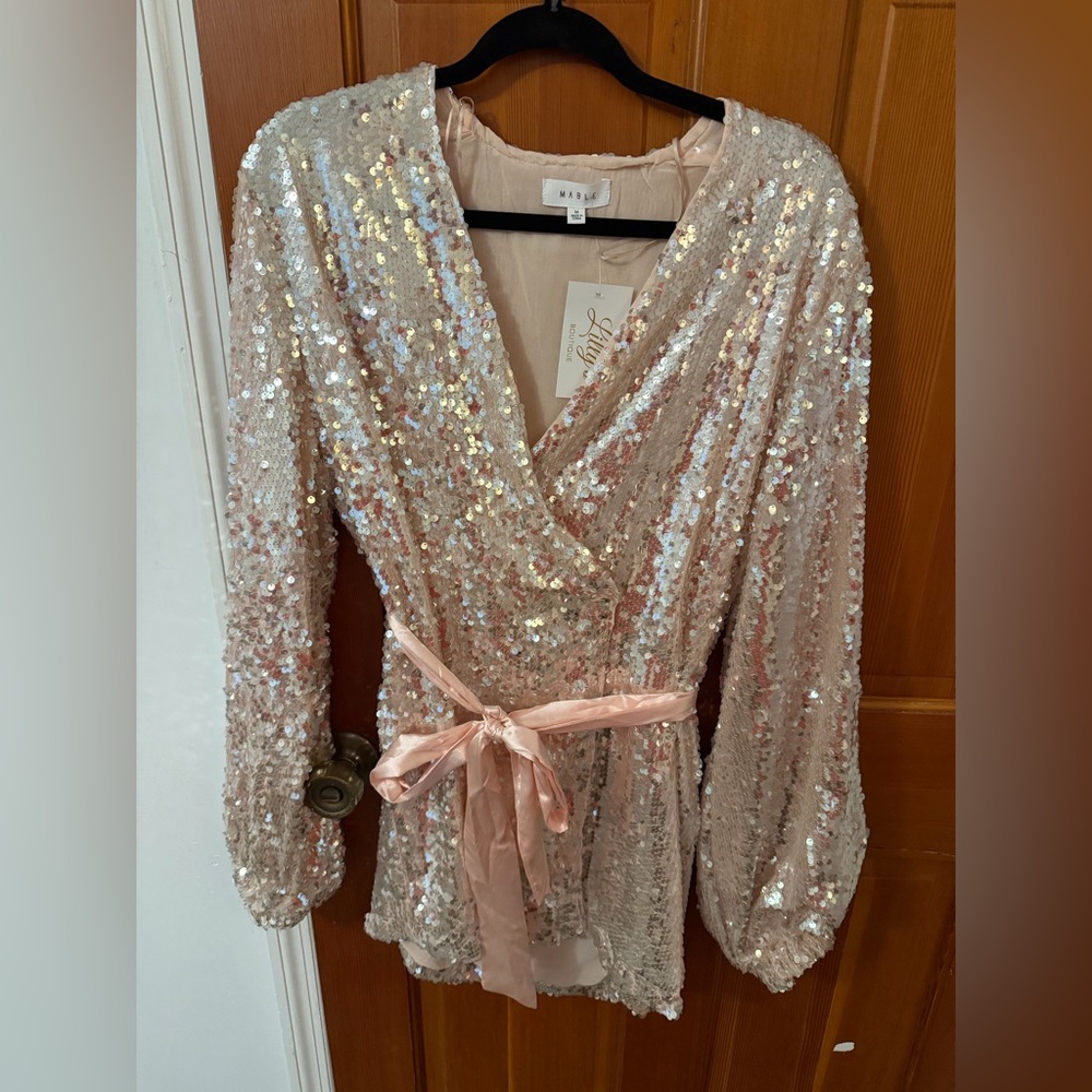 Sequin Wrap Dress - Pink